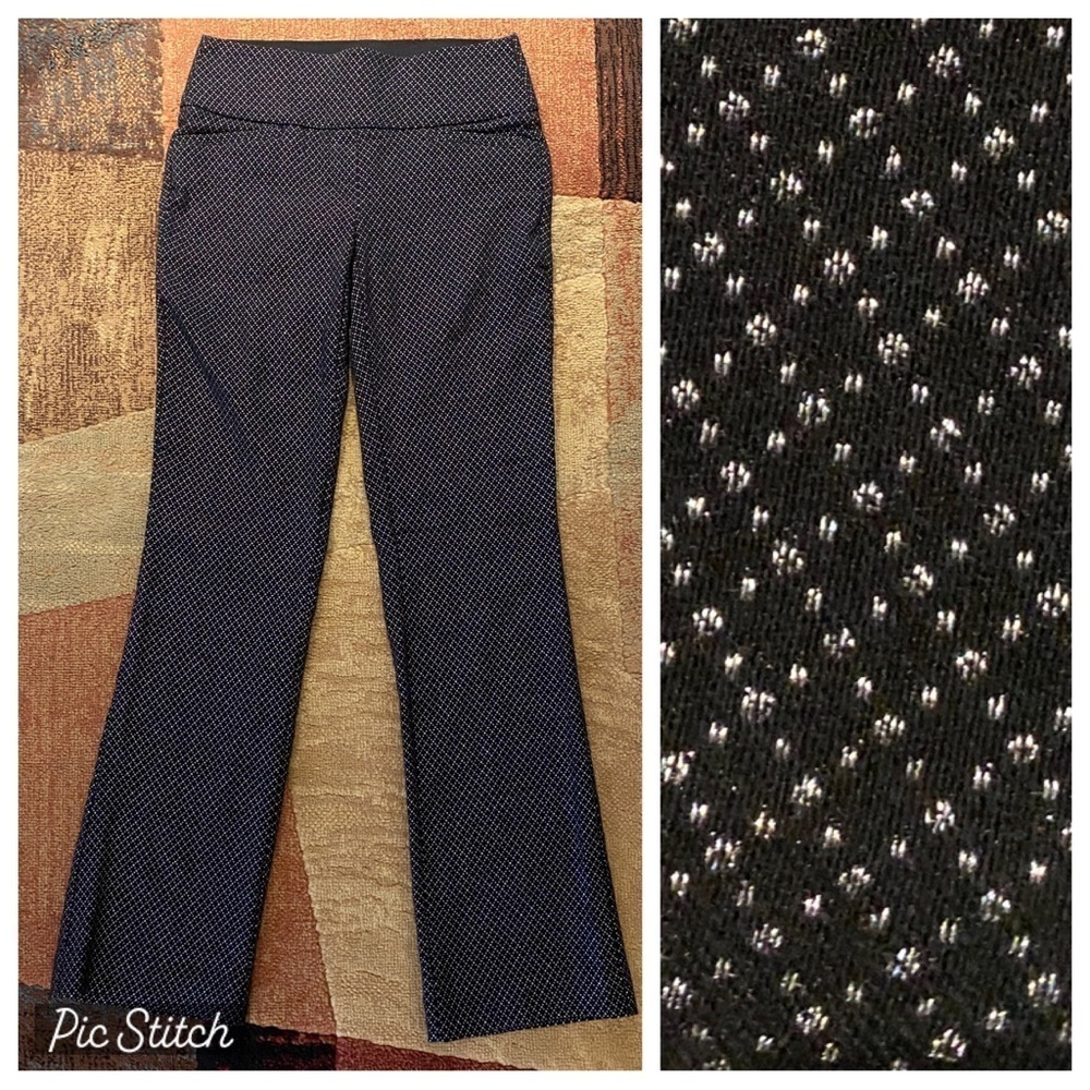 NWOT Apt 9 Super Stretchy High Waist Dress Pants Black w/ Silver Metallic Thread